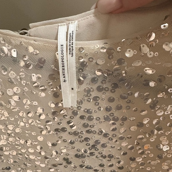 Anthropologie Flutter Sleeve Sequin Blouse - Picture 3 of 5